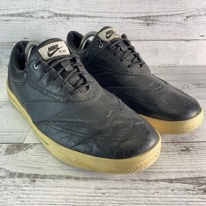 Nike Lunarlon Golf Shoes Mens 12 Black Leather Wingtip Spikeless 533092-001 Nice